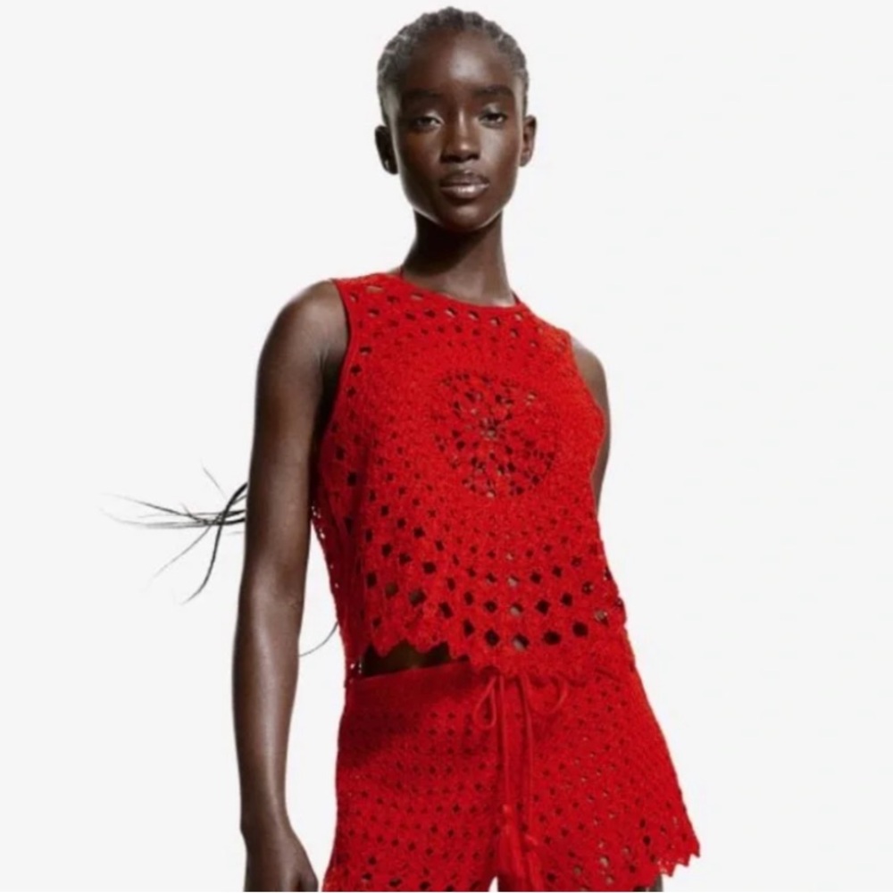 H&M Red Crochet tank small